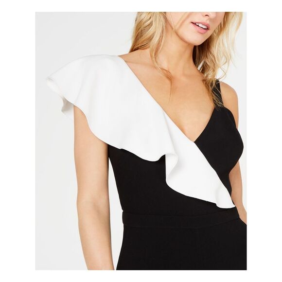 NWT RACHEL ZOE Womens Black Sleeveless V Neck Party Flare Jumpsuit 12 - Picture 3 of 5